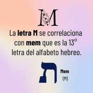 Significado espiritual de la letra M: La letra M se correlaciona con Mem en el alfabeto hebreo
